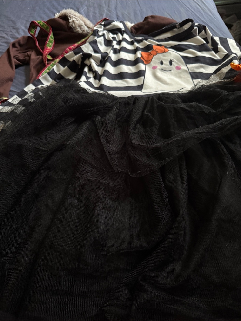 Girls' Striped Ghost Tulle Dress - Black & White